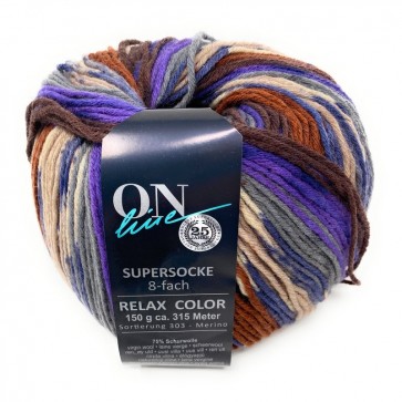 ONline Supersocke 150 Relax merino color # 2602 *8ply 