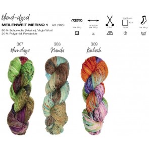 Lana Grossa Meilenweit 100 Merino Hand- Dyed # 307 Himalaya 4ply 100gr